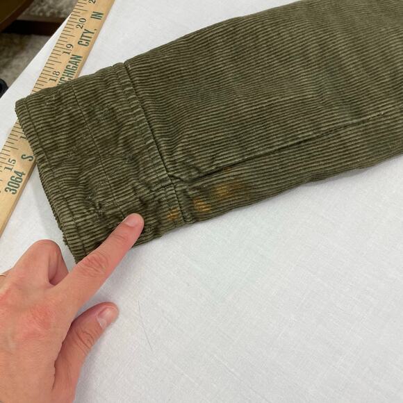 VTG Y2K Mossimo Green Corduroy PeaCoat Jacket size M Preppy Military - Picture 6 of 10